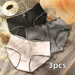 3pcs/Pack Women's Antibacterial Ice Silk Seamless Triangle Underwear With Low Waist And European-American Style