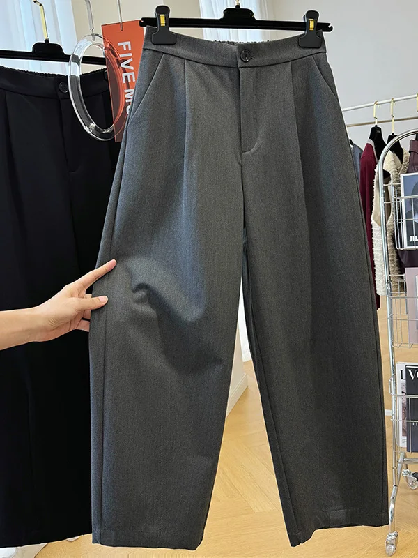 

Весна 2026: Элегантные повседневные брюки-харланы с высокой талией, укороченные, прямого кроя, для женщин