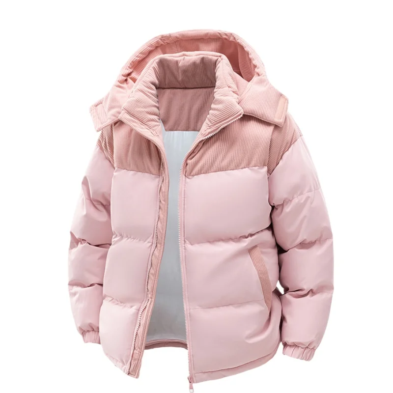 Winter Men's Padded Jacket Thickened Windproof Warm Cold Proof Quilted Coat Loose Color Matching Detachable Hooded Wadded Jacket