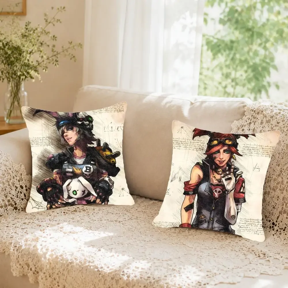 Chaotic Videogame B-Borderlands Cushion Cover Faux fur decorative Dark academia style Cat scratching post Rustic pillow cover