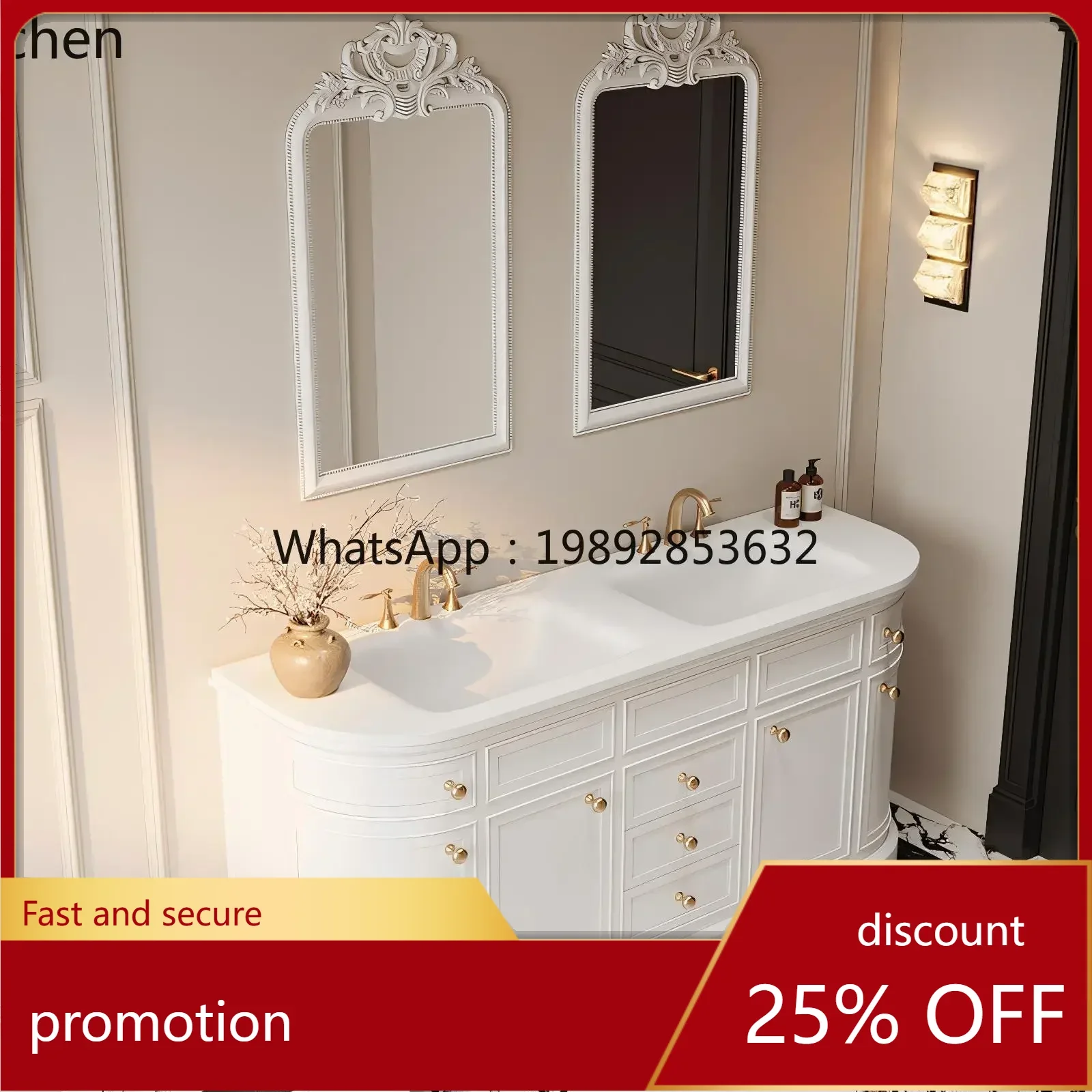 

YFY retro rock slab hot bending integrated basin floor-to-ceiling rubber wood arc bathroom cabinet