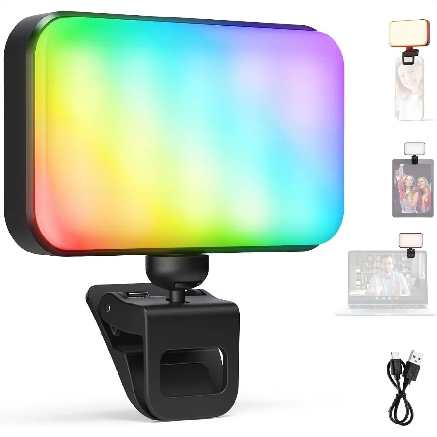 

NEEWER Entry Level Version LED RGB Selfie Light 91 LEDs Plastic Clip on Phone Fill Lighting for iPhone 20 Effects CRI92 1000mAh