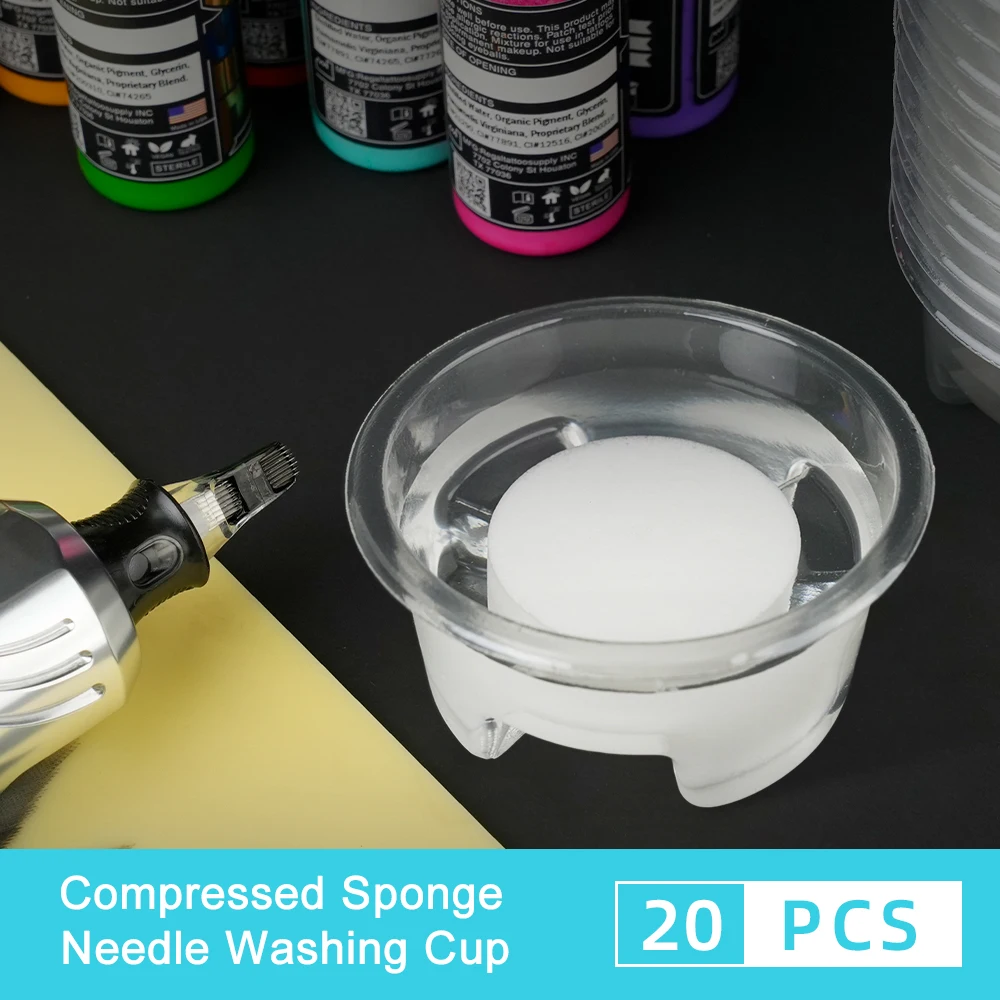 

24 шт., одноразовая чашка для макания татуировок, игла и ополаскивание наконечников, профессиональная чашка для чистки губки, принадлежности для татуировки