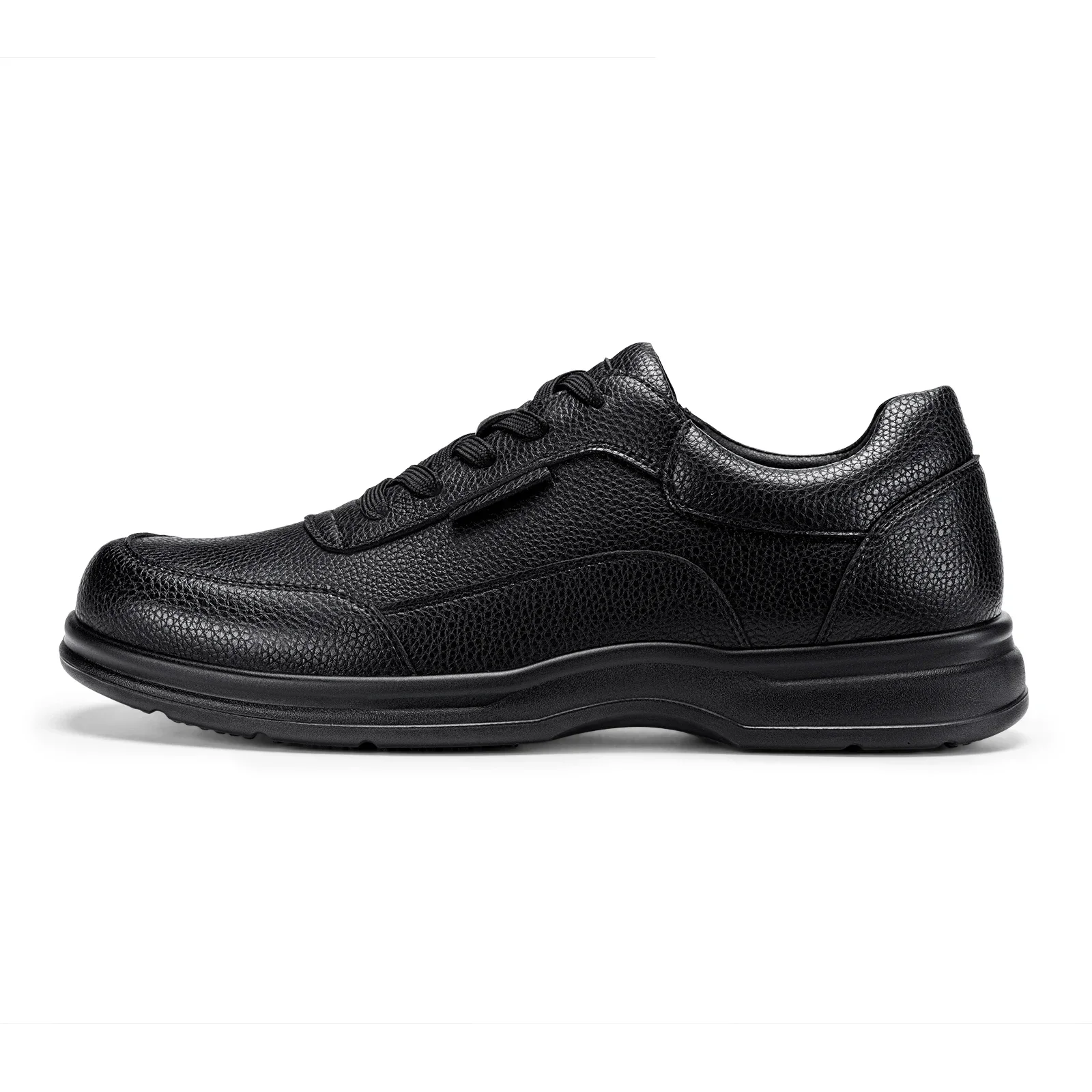 FitVille Herren Breite Leder-Oxford-Schuhe Wasserabweisende Rutschfeste Business-Anzugschuhe mit Verstellbarem Riemen für Geschwollene Füße – Detail 9