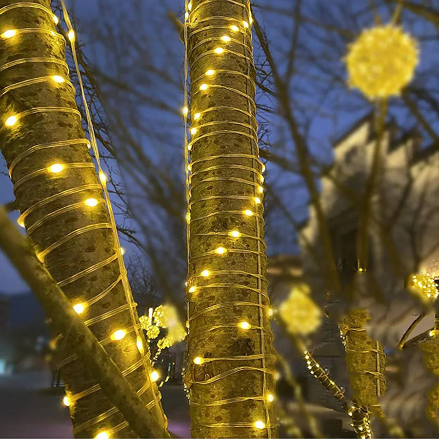 Guirnalda de luces navideñas para exteriores, tira de luces LED resistente al agua, 8 modos, 10M, 20M, 50M, 100M, decoración de jardín, fiesta y boda