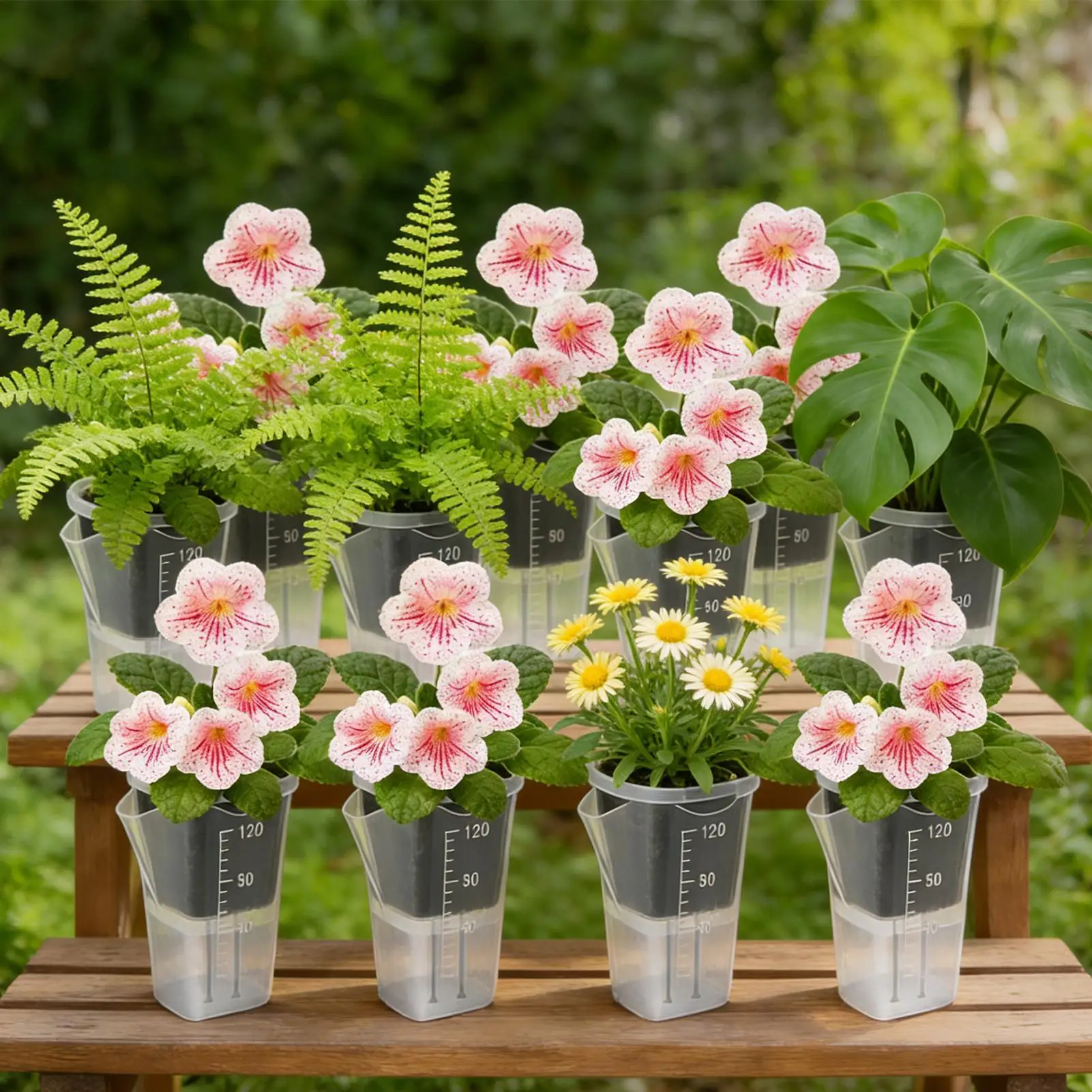 Self Watering Pots 12-Piece Clear Irrigation System Vase Plant Pots Indoor With Drainage Holes For Garden Flower Propagation