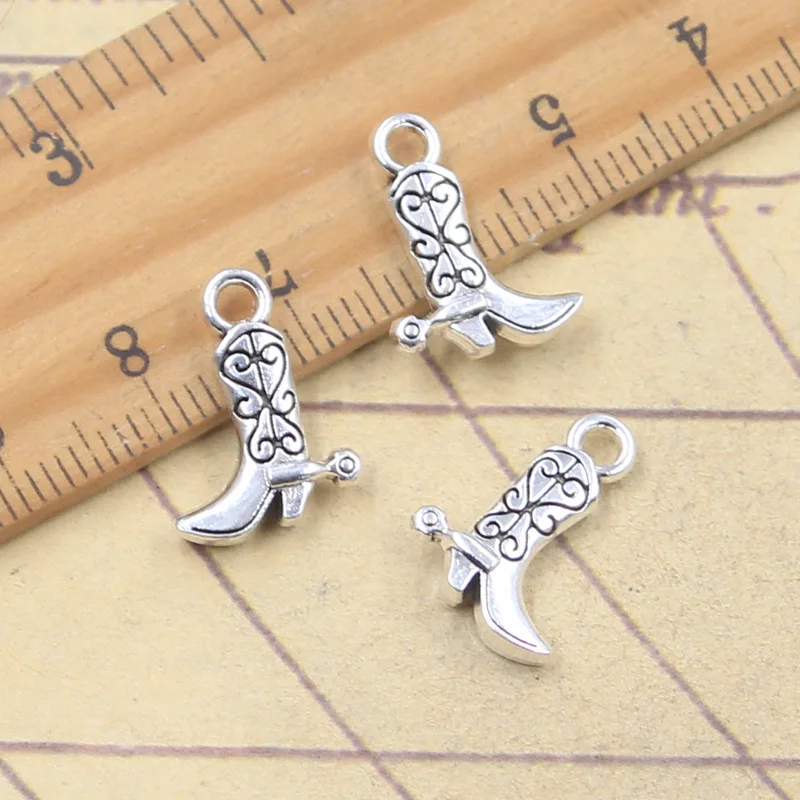 20pcs Charms Boots Shoes 16x12mm Antique Silver Color Pendants Making DIY Handmade Tibetan Finding Jewelry
