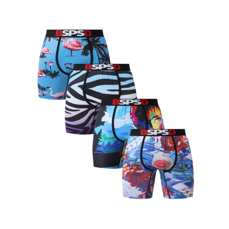

4Pcs Sexy Men's Underwear Boxers Fashion Print Underpants Male Boxers Men's Panties Plus Size Man Boxers Briefs Men Boxershorts