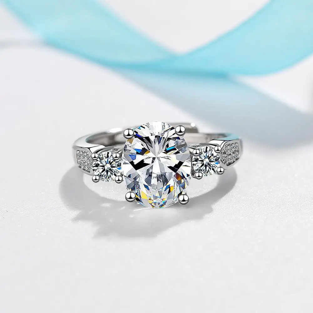 

D VVS1 4*6mm Oval Simulated Moissanite Rings for Women Fine Jewelry Engagement Wedding Eternity Bands s925 Slive Ring Anillos