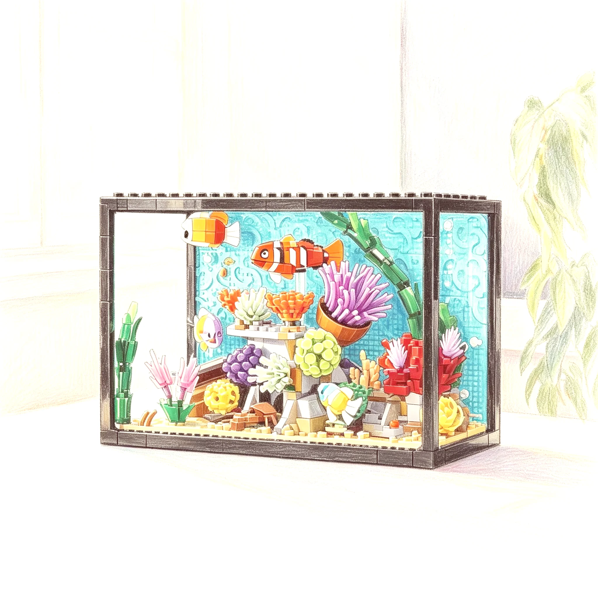 Nuevo en Stock 4154 Piezas Bloques de Construcción de Peceras Tropicales Moc Modelo de Ensamblaje DIY de Animales Marinos Regalos Creativos de Escritorio