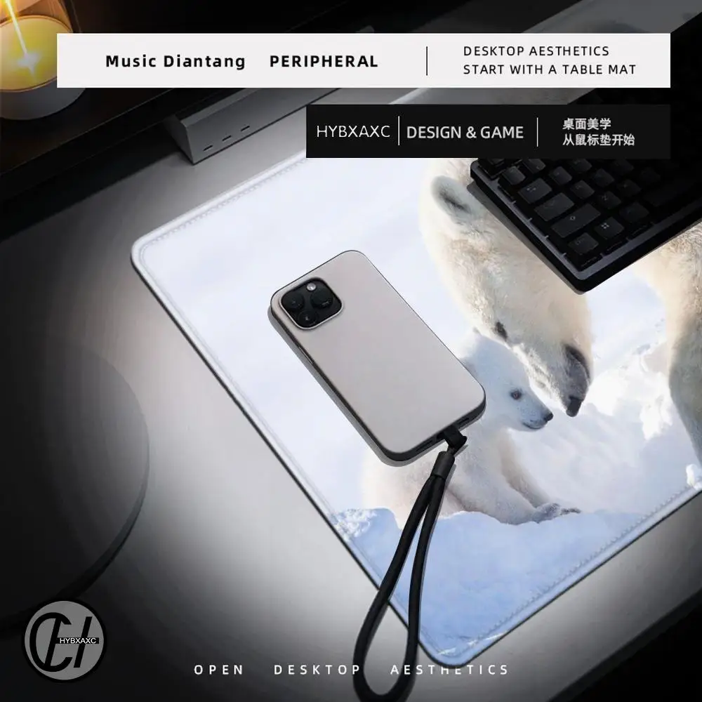 Arctic polar bear Mouse Pad Desk Mouse Pad Cute HD Desk Pad Extended Gaming Keyboard Mats Large 100x50cm XXL Gamer Mousepad