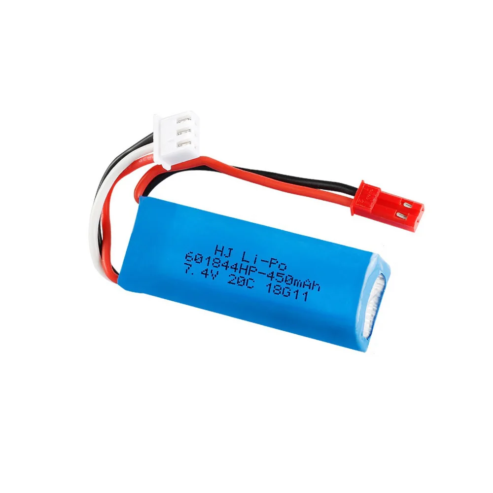 7.4V 450mAh Lipo Battery 2S for WLtoys K969 K989 K999 P929 P939 RC Car 601844 20C 7.4 V 450 mah