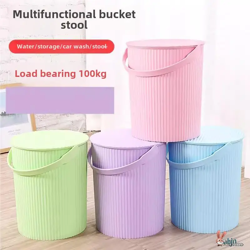 

Thiened Plastic Bath Water Buet Stool Portable Nursery Home Batoom Fiing Buet Storage Bin Lid Kitchen Cleaning Tools