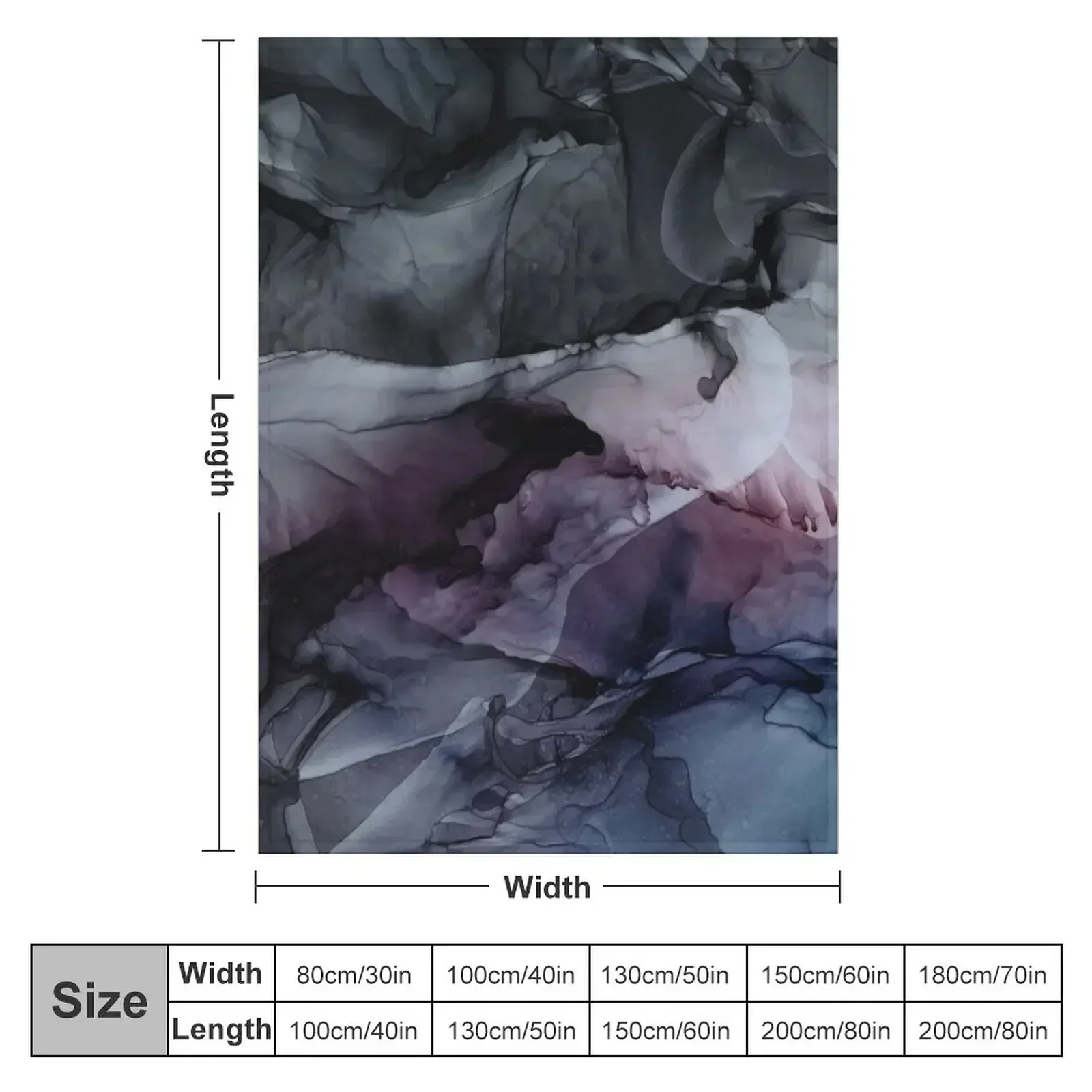 Moody Dark Chaos Inks Abstract Throw Blanket couch cozy soft plush fuzzy picnic outdoor blanket
