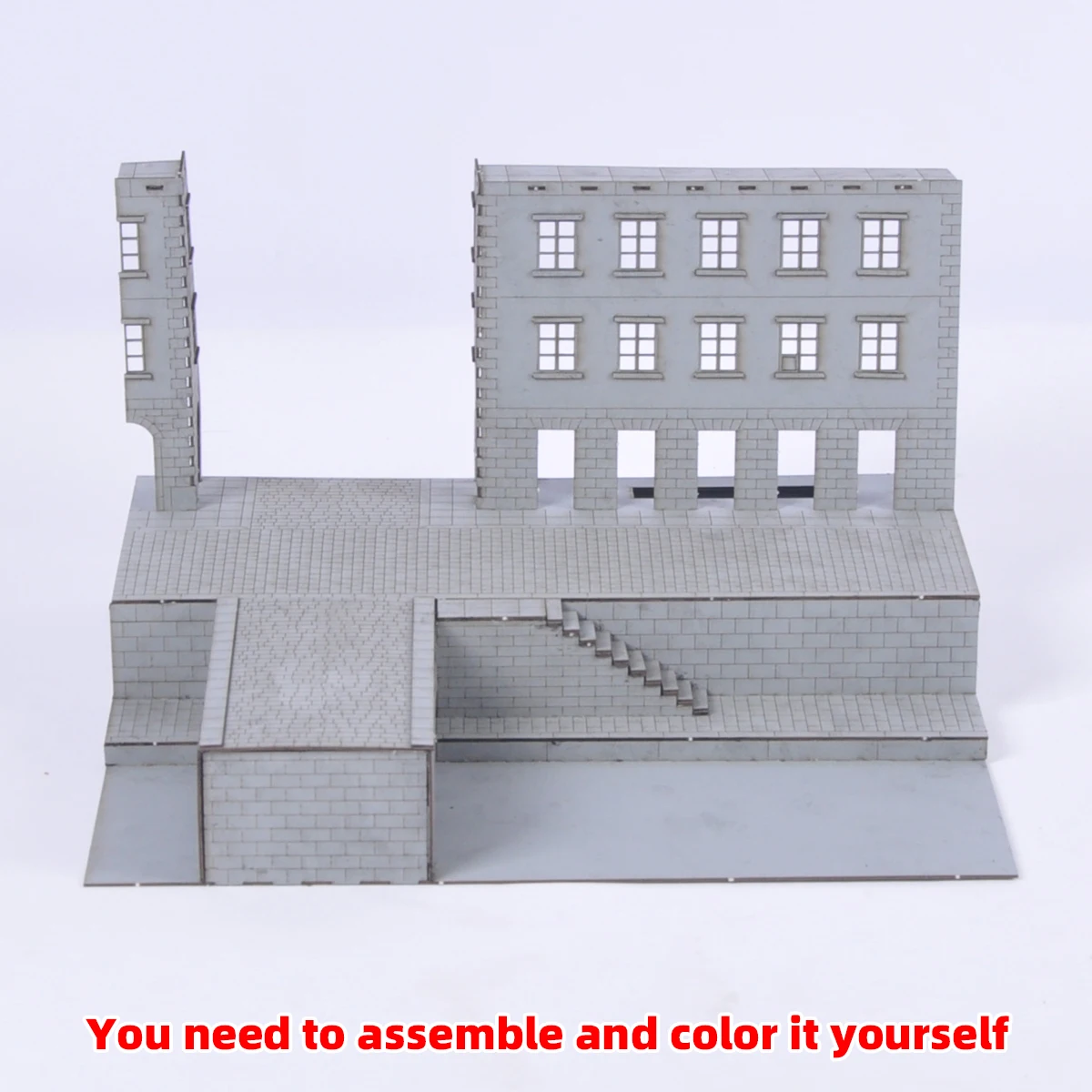 Montage-Modellbausatz für Straßenarchitektur-Dioramen, Miniatur-Modellbausatz, Panzer-Display-Basis, Auto-Display-Ständer 1/43/48/64/72/87/150 – Detail 7