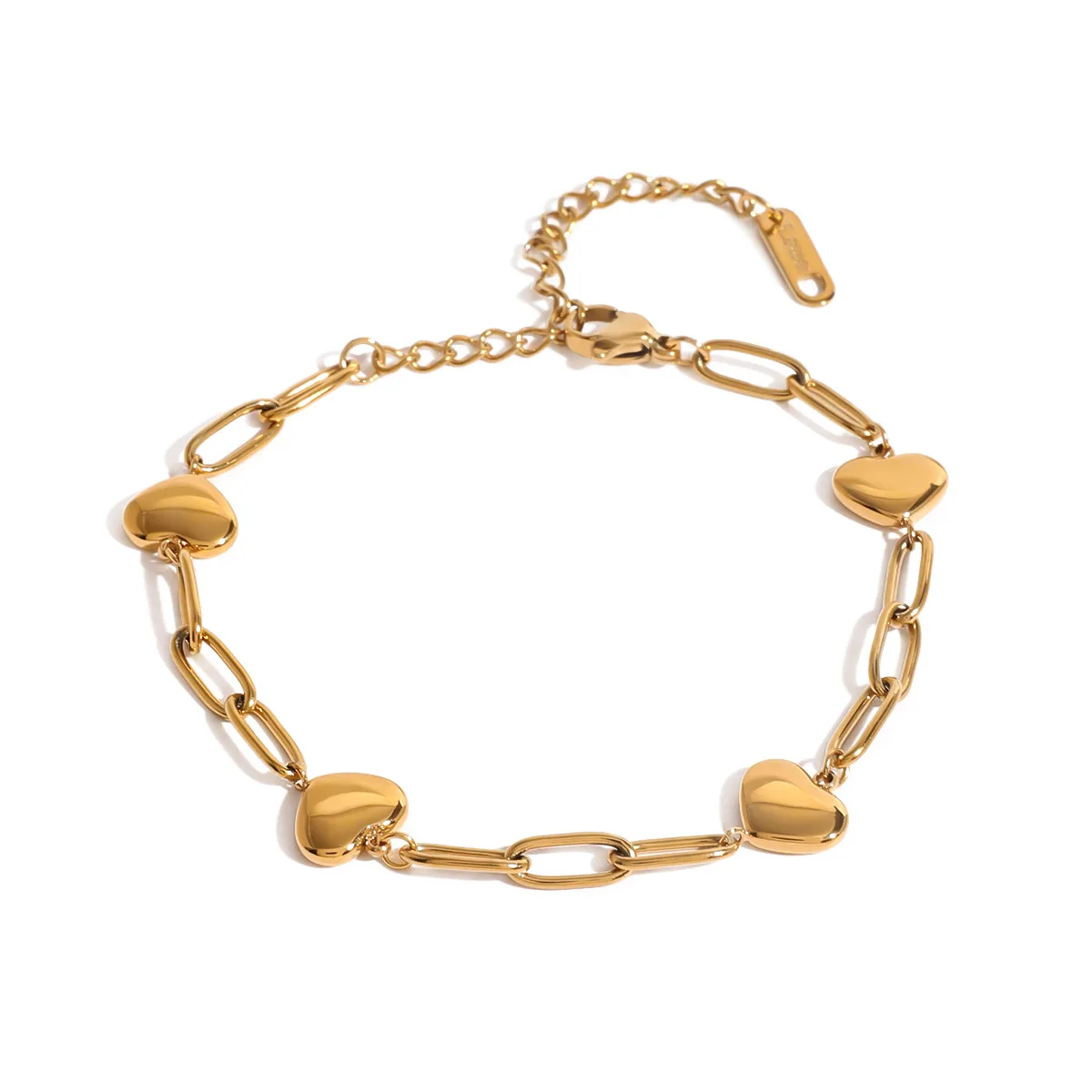 

Stainless steel paperclip-spliced heart bracelet, niche design, titanium steel bracelet jewelry