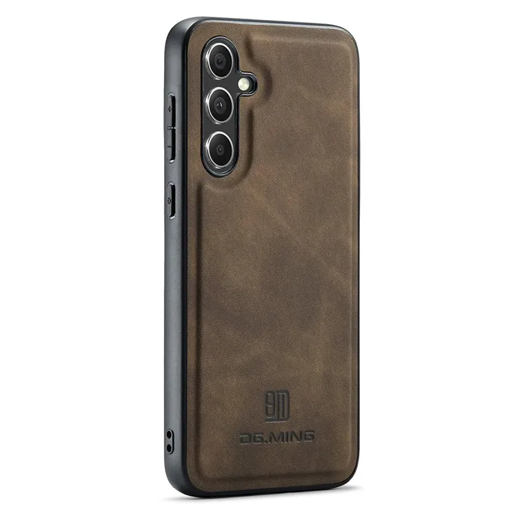 

DG.MING For Samsung Galaxy A56 5G Case PU Leather Covered PC + TPU Hybrid Phone Shell - Coffee