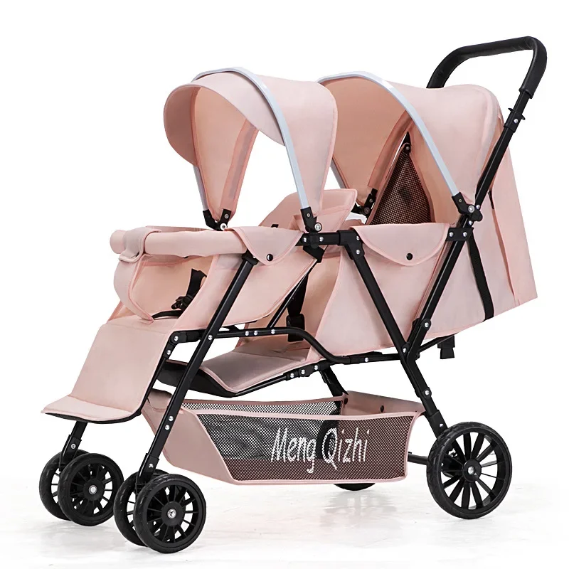 Double Stroller High Landscape Lightweight Travel Stroller Folding Newborn Stroller Can Be Done Can Lie Down Twins Baby Stroller