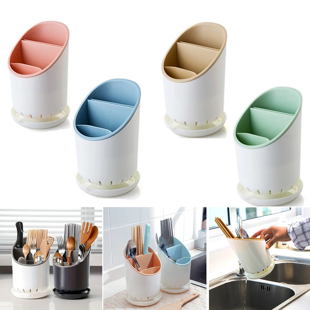 

1PC Cutlery Storage Holder Plastic Drainer Drain Containers Drying Rack Tableware Table Knife Spoon Fork Kitchen Items Cocina