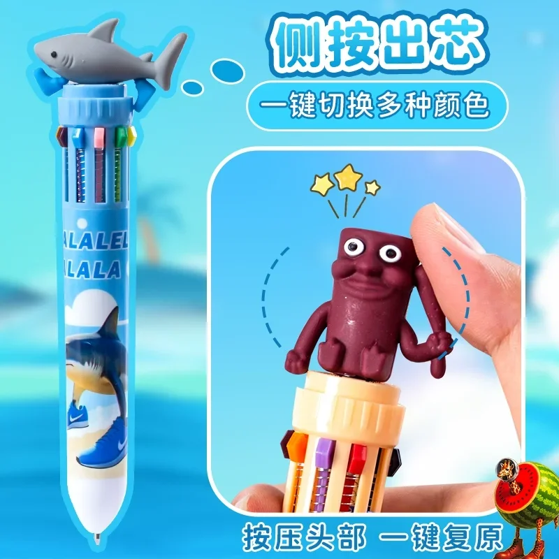 جديد 36 قطعة 10 ألوان الصحافة قلم حبر جاف الإيطالي Brainrot Ai الحيوانات Tingtungsahur Tralalelotralala 0.7 لتقوم بها بنفسك قلم اليد طالب #1