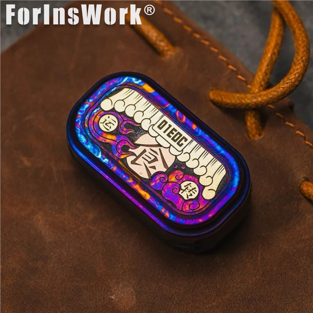 01EDC&ONE BEAN Titanium Damascus Dense Mechanical Liner Push Slider Stress Relief Adults Items Desk Toy