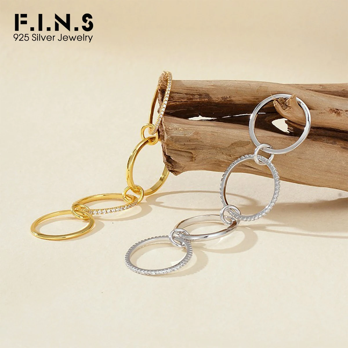 

F.I.N.S Модные кольца из стерлингового серебра 925 пробы с цирконием INS Дизайнерский клоб Коктейльная вечеринка Сборные гипоаллергенные ювелирные изделия