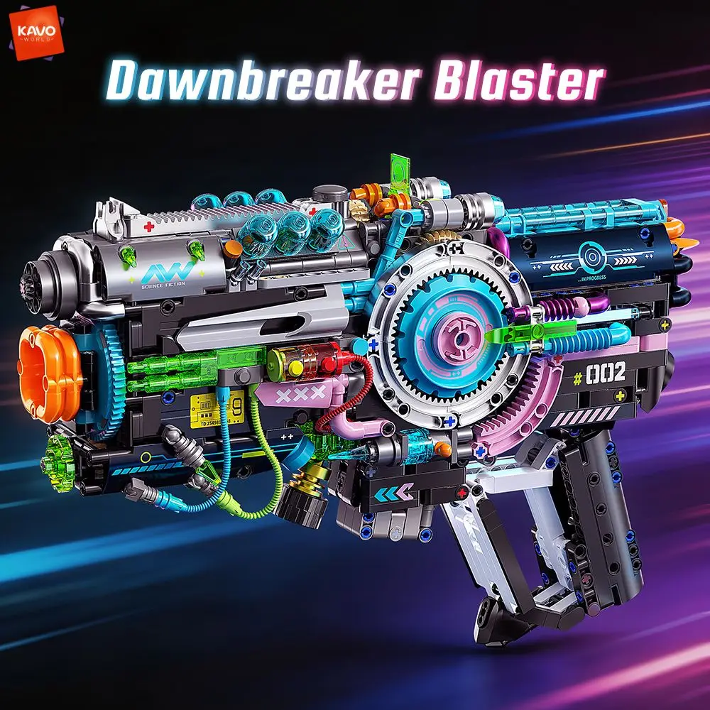 KAVOWORLD 1457 Piezas, Bloques de Construcción de Bláster Mecánico de Ciencia Ficción, Juguetes Cyberpunk Futuristas, Kit de Ladrillos de Pistola para Entusiastas y Coleccionistas