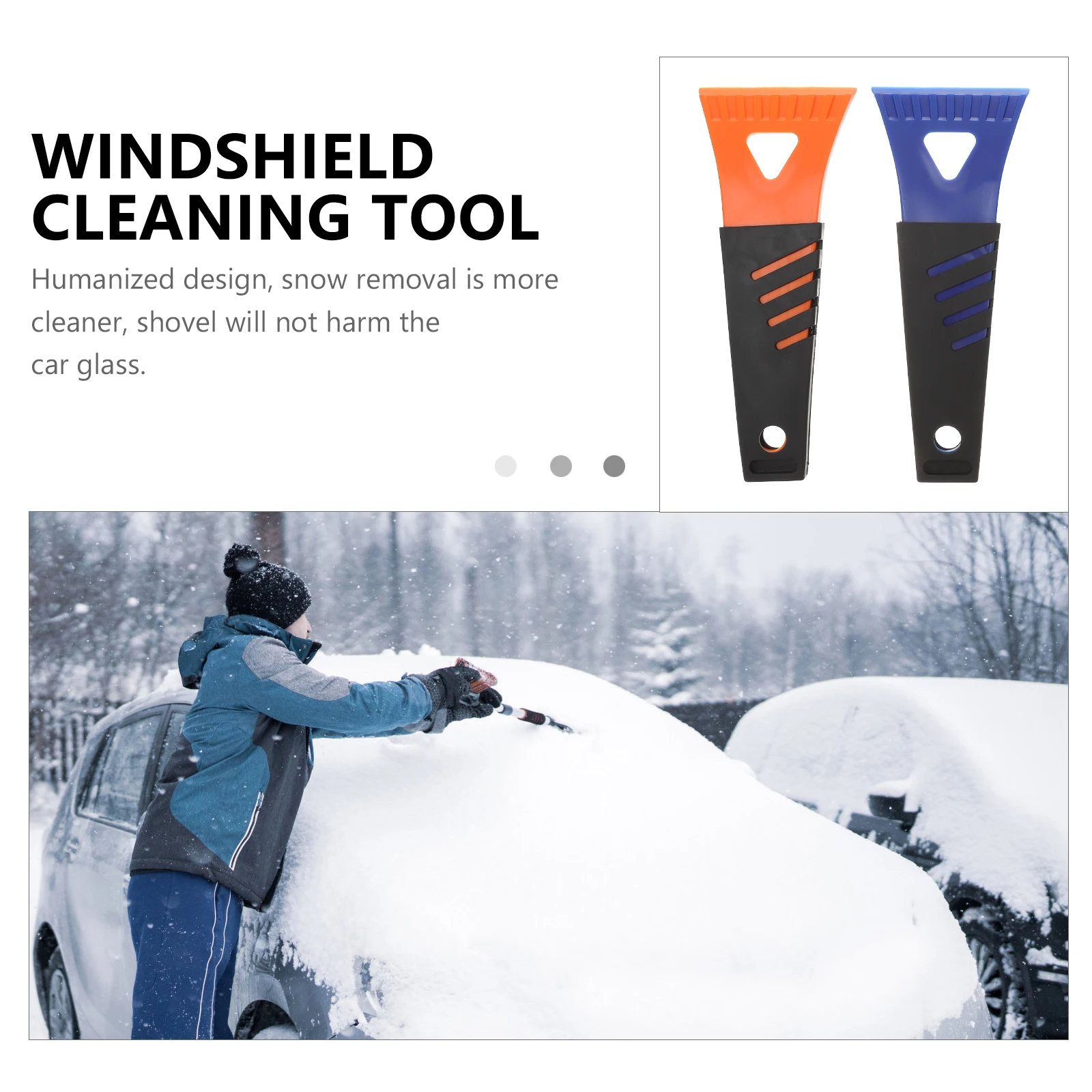 

2Pcs Mini Plastic Shovel Lightweight Ice Scraper Snow Windshield Cleaner Frost Remover Portable Oil Stain