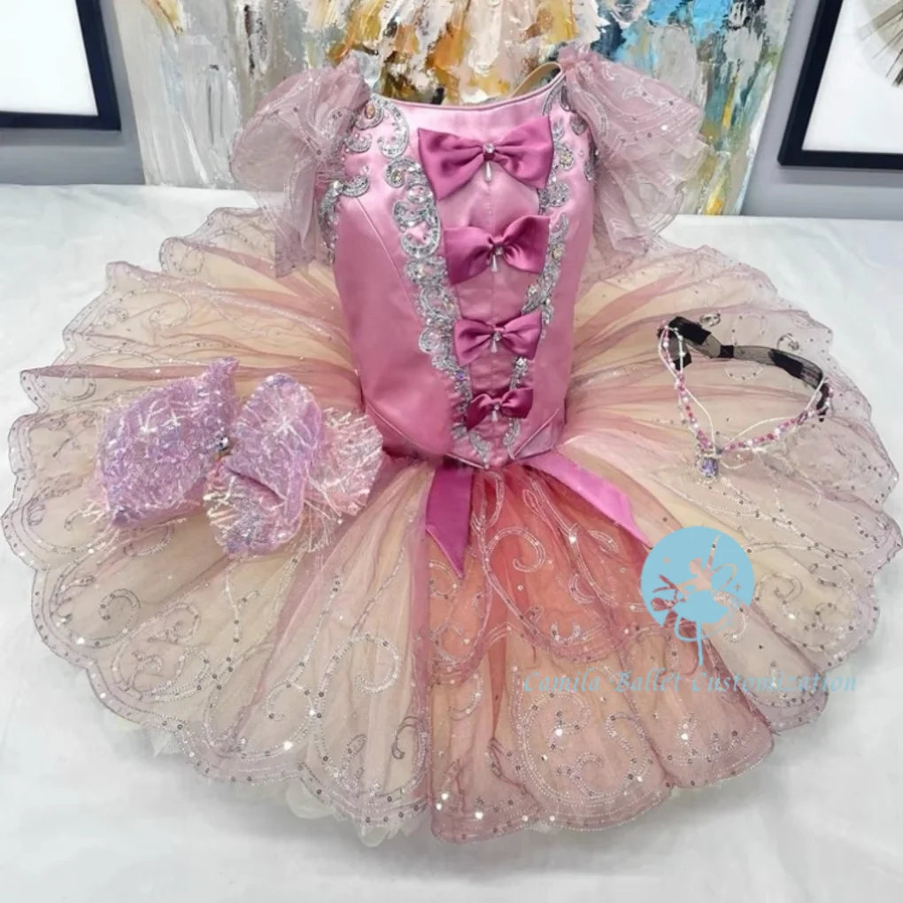 

Высококачественная индивидуальная розовая фиолетовая кукла-фея с бантом, спящая красавица, балетная юбка PDE для соревнований, юбка для взрослых и детей