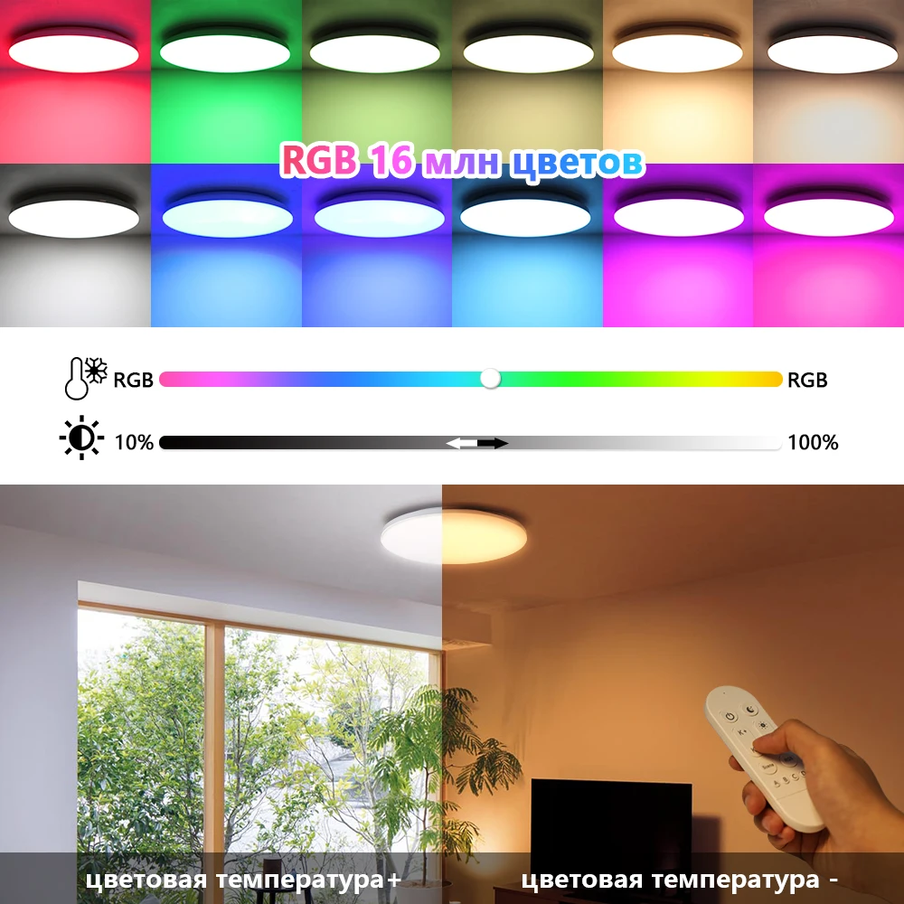 Plafonnier LED Intelligent à Intensité Réglable, RVB, 30W, Luminaire Décoratif d'Nik, Compatible avec Tuya, Alexa et Google