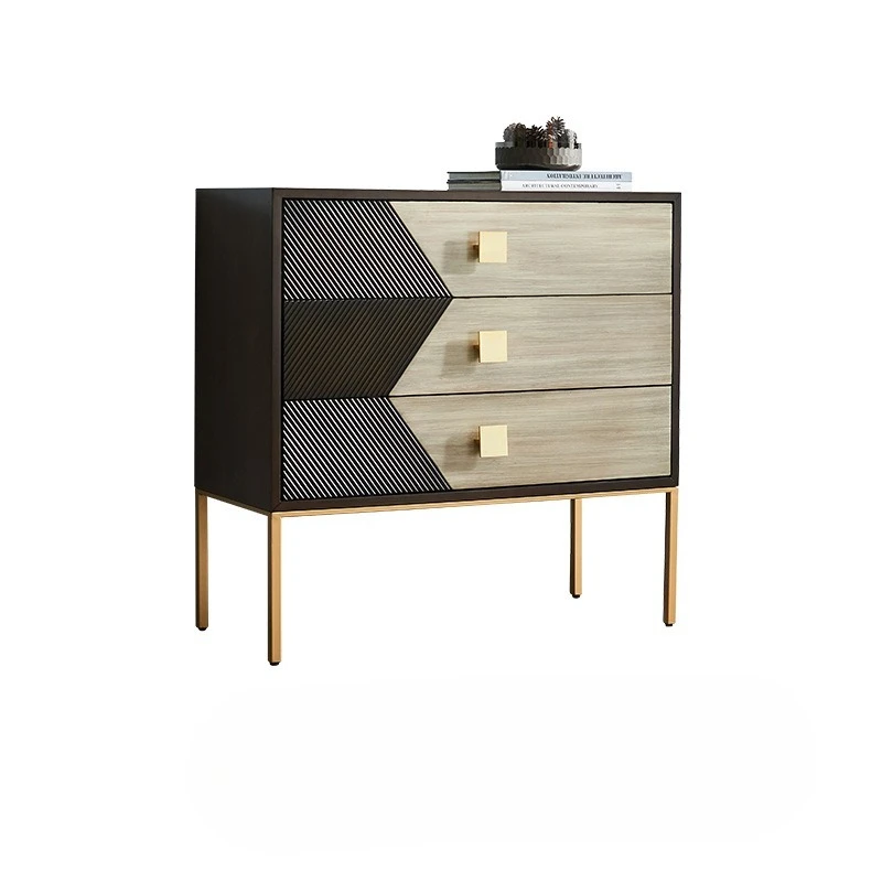 

Light luxury door cabinet Modern simple three-bucket cabinet Iron chest cabinet