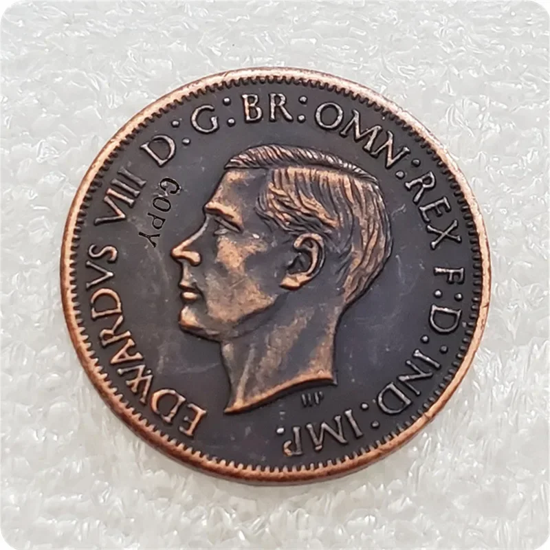 1937 United Kingdom 1 Farthing - Edward VIII (Pattern) Copy Coins Crypto Challenge Pocket Coins Christmas Gifts