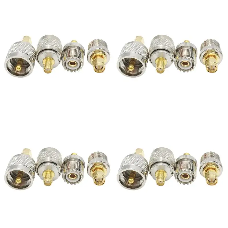 4pack X((4 PCS / SET UHF SL16 PL259 SO239 to SMA Male Plug Female Jack RF Connector Test Converter)