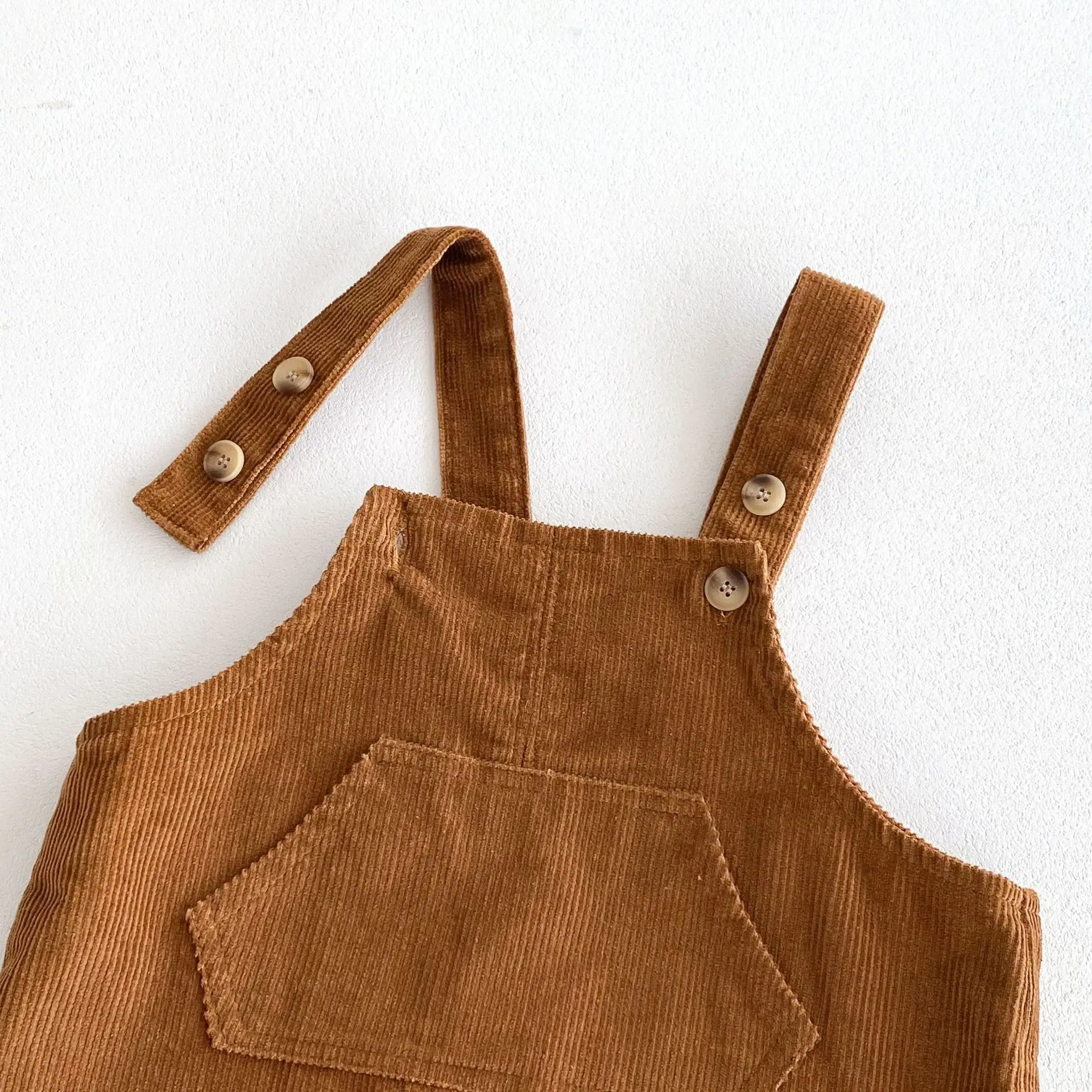 2024 New Autumn Boys Corduroy Overalls Solid Color Toddler Kids Suspenders Trousers Children Long Pants Casual Clothes