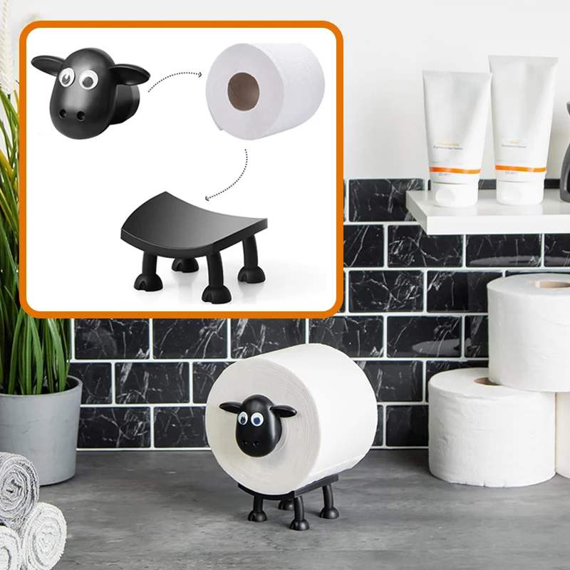 Chic Sheep Toilet Roll Holder Lovely Sheep Tissue Box Stackable For Home Bathroom Decor 1pcs Cute Black Sheep Roll Rack