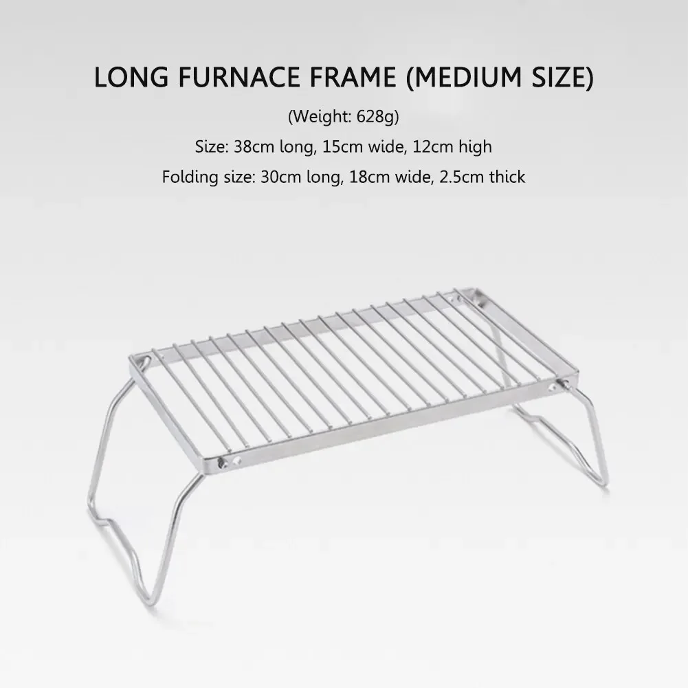 Imagem -05 - Portátil e Dobrável Camping Bbq Grill Stand Panela de Pan Rack Queimador Fogão Suporte Piquenique Cozinhar Aço Inoxidável