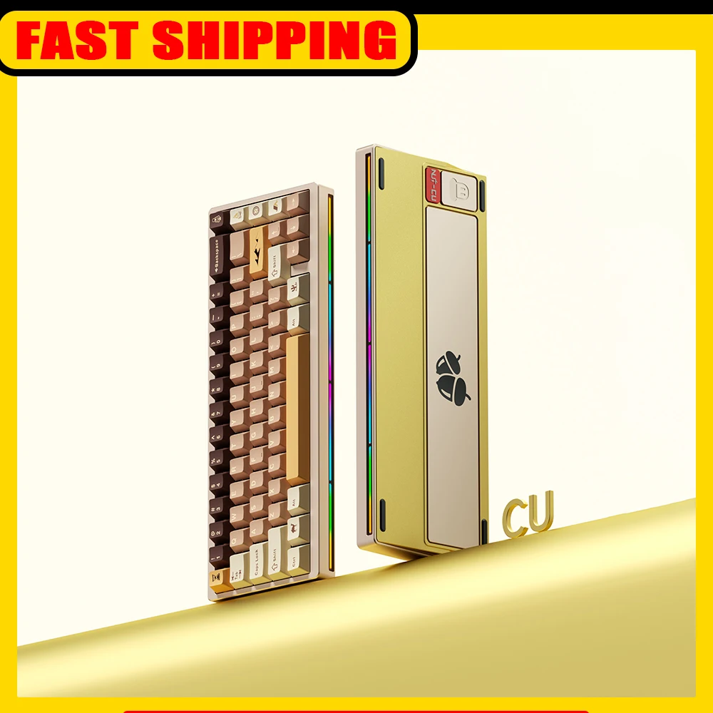 

Weikav Nut65-CU Механическая клавиатура Трехрежимная беспроводная клавиатура Алюминиевый комплект игровой клавиатуры Латунный противовес Аксессуары для ПК