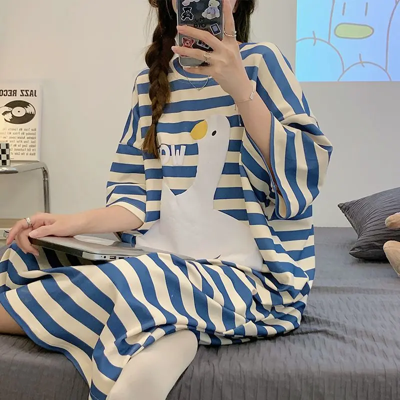Plus Size 6XL 150KG Women Spring Long Sleeve Sleep Dress Sweet Plaid NightGowns Women Casual Nightwear