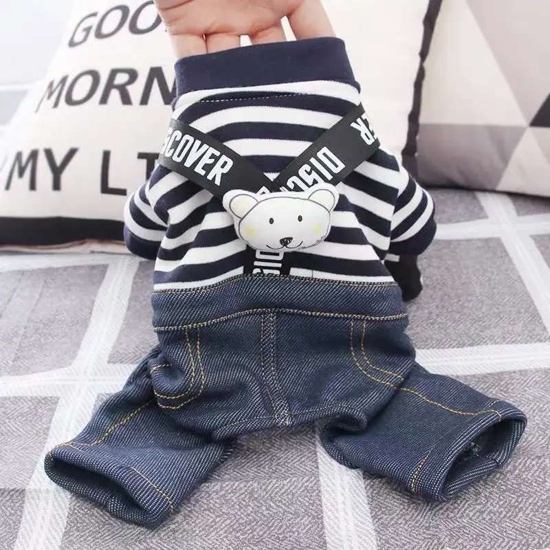 Cat and Dog Universal Clothing Autumn and Winter Shoulder Strap Pants Pet Spring and Autumn Clothing