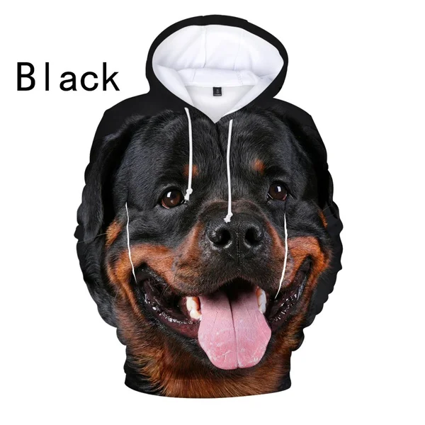 Fashion Cute Rottweiler Dog 3D Hoodies Hip Hop Long Sleeve Loose Sweatshirt Pullovers Tops