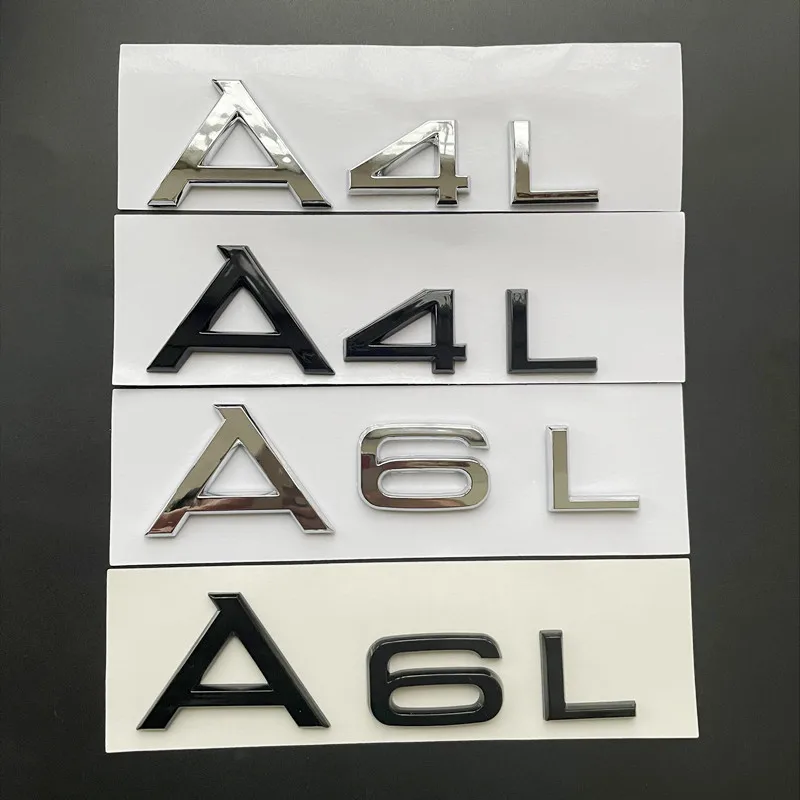 3D ABS A4L A6L A8L Letters Rear Trunk Car Emblem Badge Sticker Decal For Audi A4 A6 A8 Auto Styling Accessories