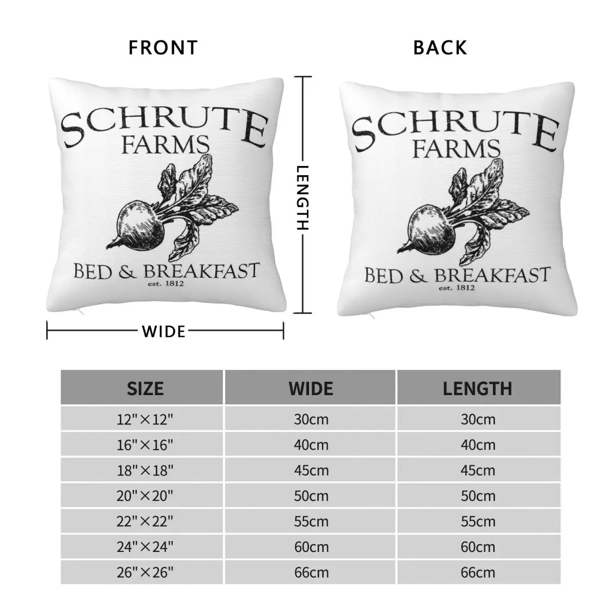 Schrute Farms Red & Breakfast Square Pillowcase Polyester Linen Velvet Printed Zip Decorative Pillow Case Car Cushion Cover