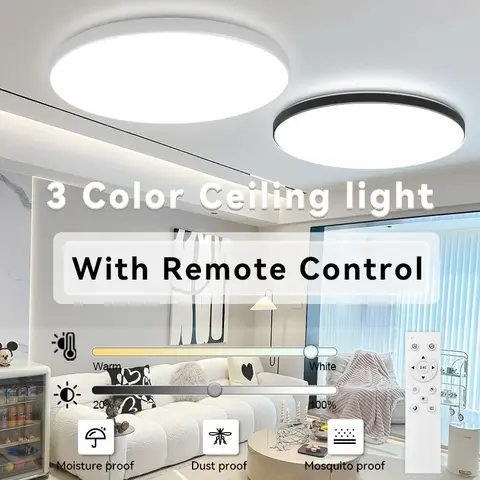 Smart Led Ceiling Light with Remote Control 3 Colors Dimmable Ceiling Lights Ultrathin Panel Lamps Bedroom Kitchen Ceiling Lamp