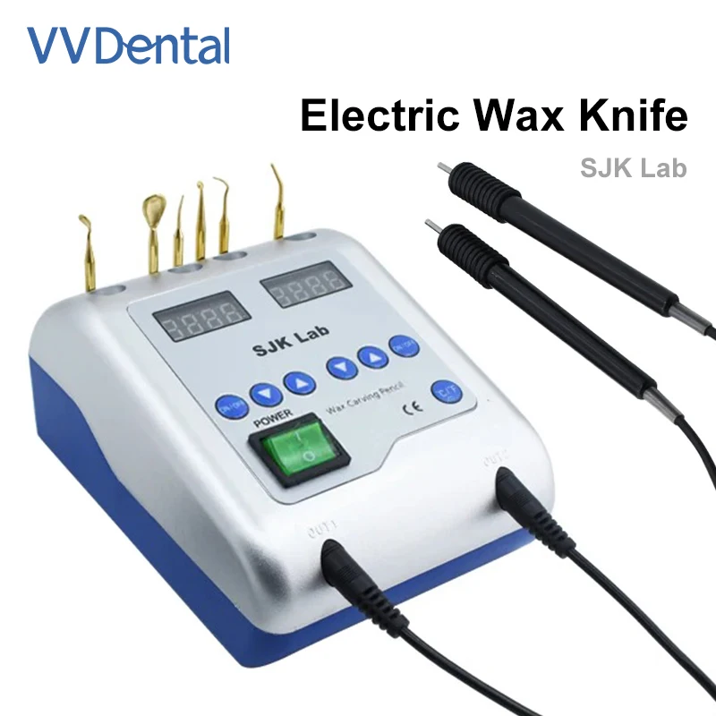 

VVDental Dental Lab Electric Waxer Knife Carving With 6 Wax Tips+2 Pens SJK Electric Wax Knife Dentistry Equipment Tool