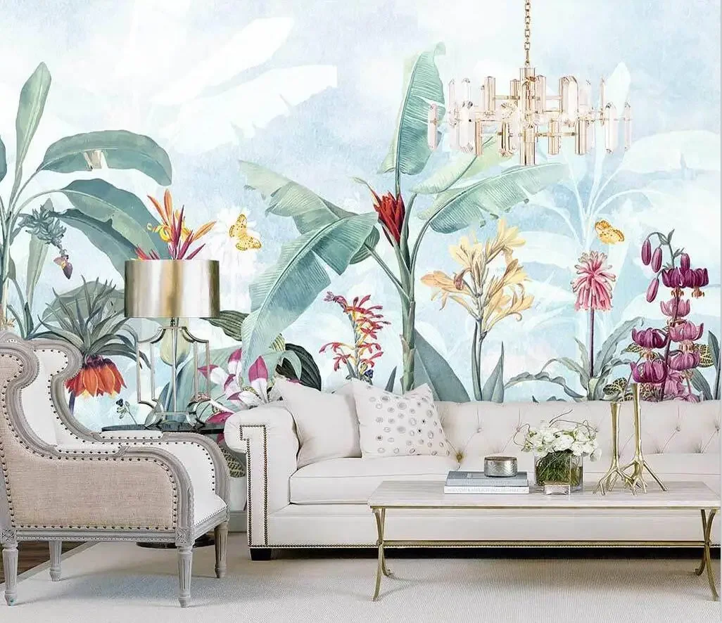 Custom Tropical rain forest Southeast Asia wallpaper living room TV Background Mural Home Decor 3d Photo wall paper Stickers