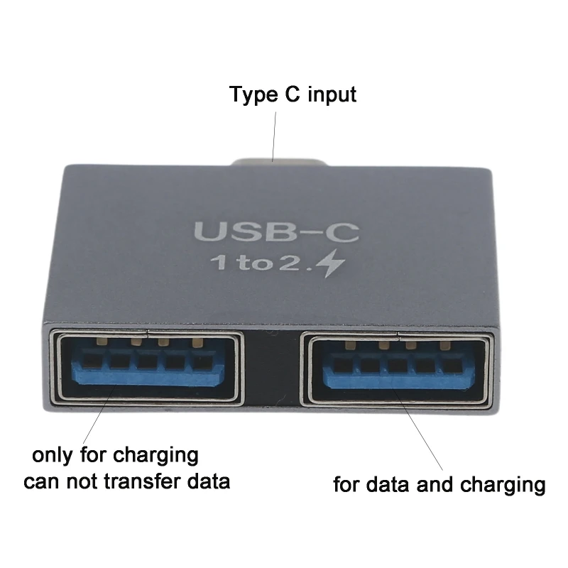 USB3.0 Hub Splitter 10Gbps Fast Type-C Adapter Docking Station 2 in 1 USB C Converter for Laptop PC Connector