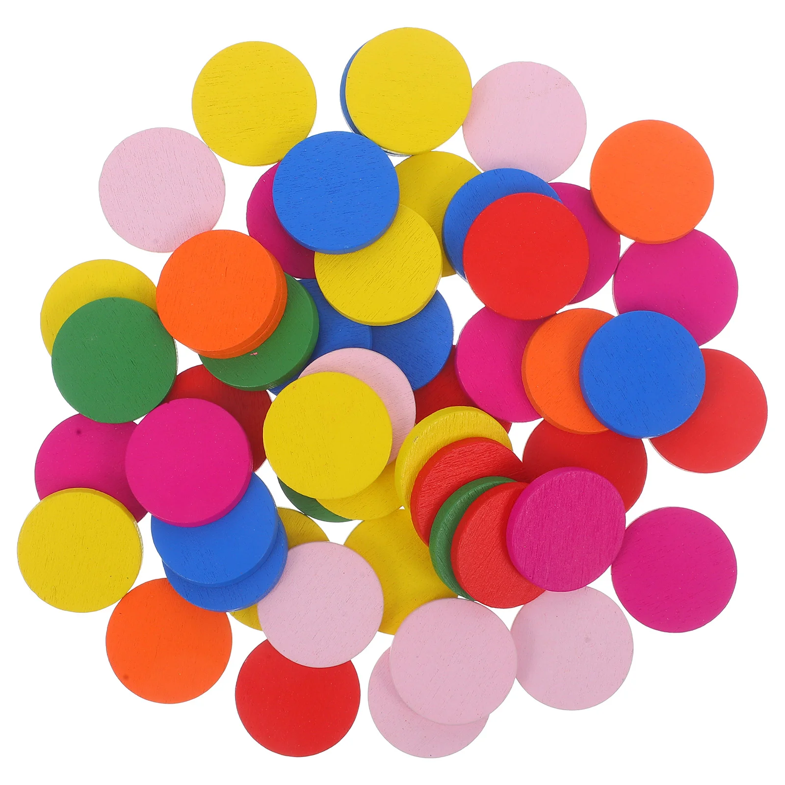 50 Pcs Wooden Pieces Child Kids Crafts Learning Tools for Markers DIY Round Disc