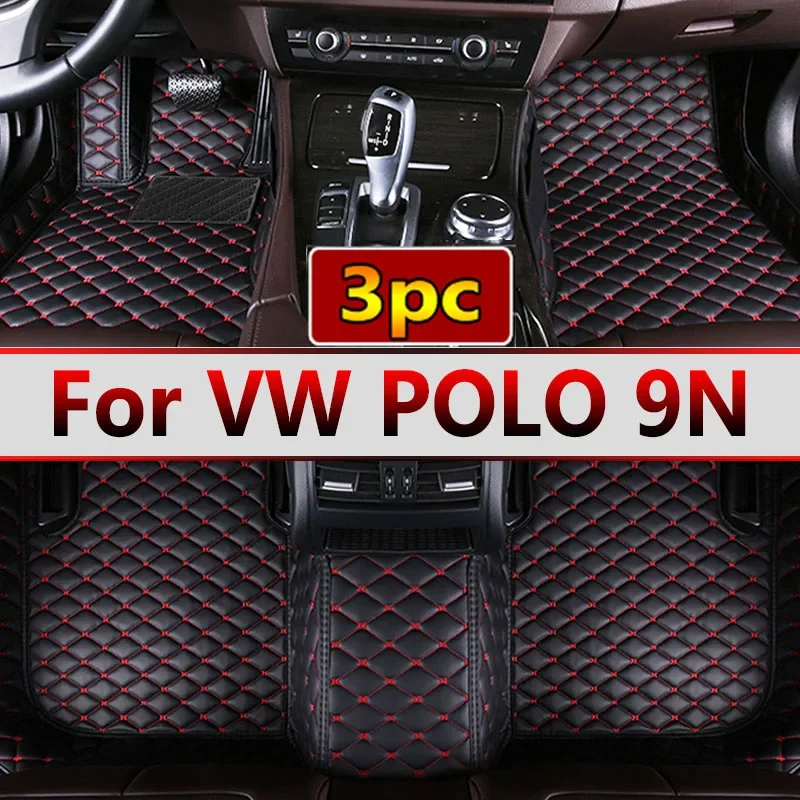 Custom Automotive Car Floor Mats For VW POLO 9N 2002 2003 2004 2005 2006 Auto Luxury Leather Men Women Car Mats Full Coverage