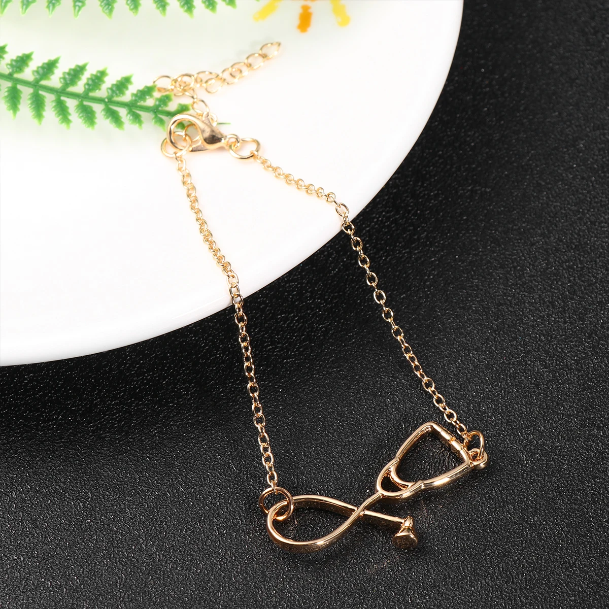   2 pezzi Il regalo braccialetto stetoscopio per intrecciare la catena da polso braccialetto in argento mano bambino