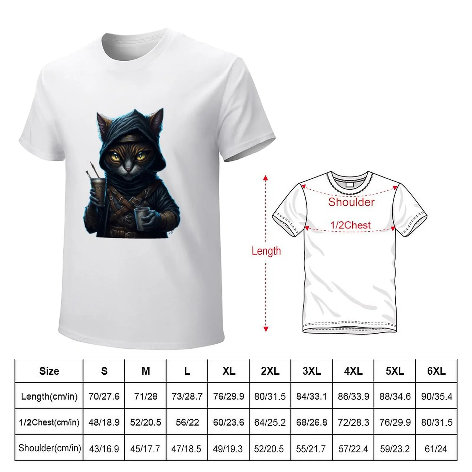 Paws and Java: Tattooed Ninja Kitty's Cozy Coffee Moment T-Shirt graphics tees plus sizes designer t shirt men